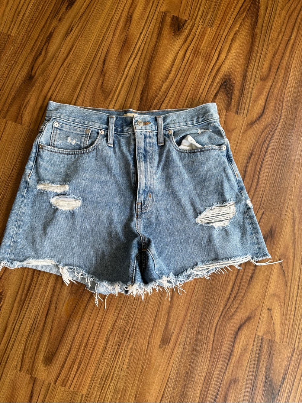 Madewell Light Blue Distressed Denim Cutoff Shorts